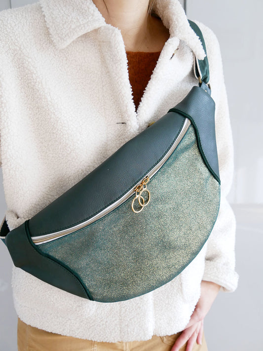 Banane - n°13 Cuir vert forêt et cuir brillant