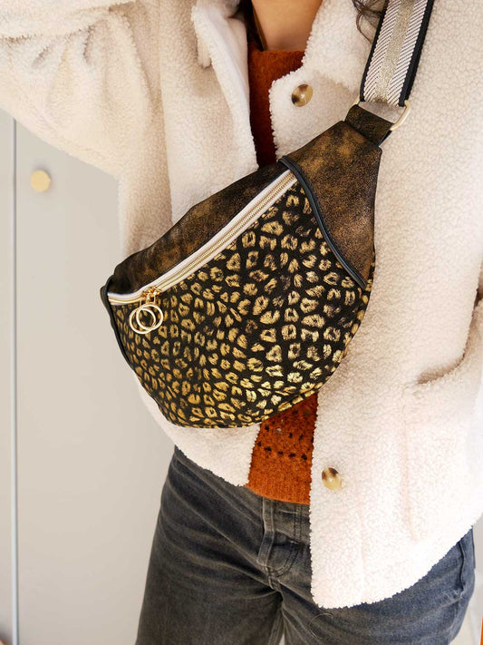 Banane - n°4 Cuir noir léopard doré