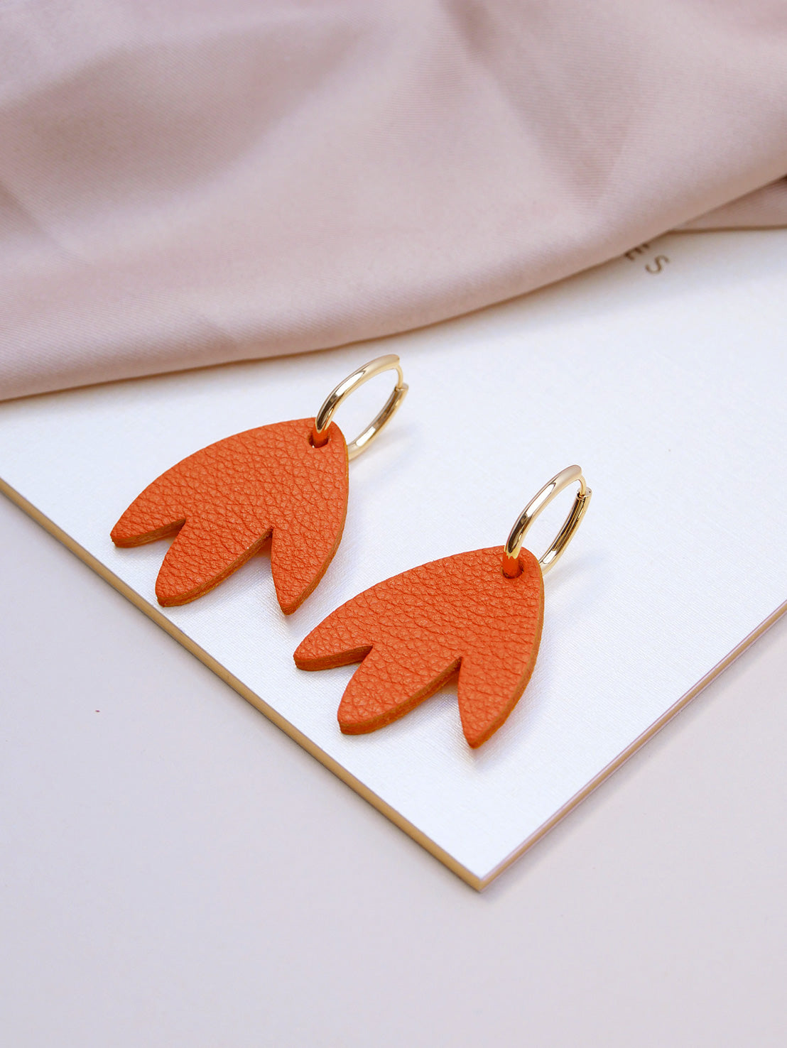BILBAO - Boucles d'oreilles en cuir orange