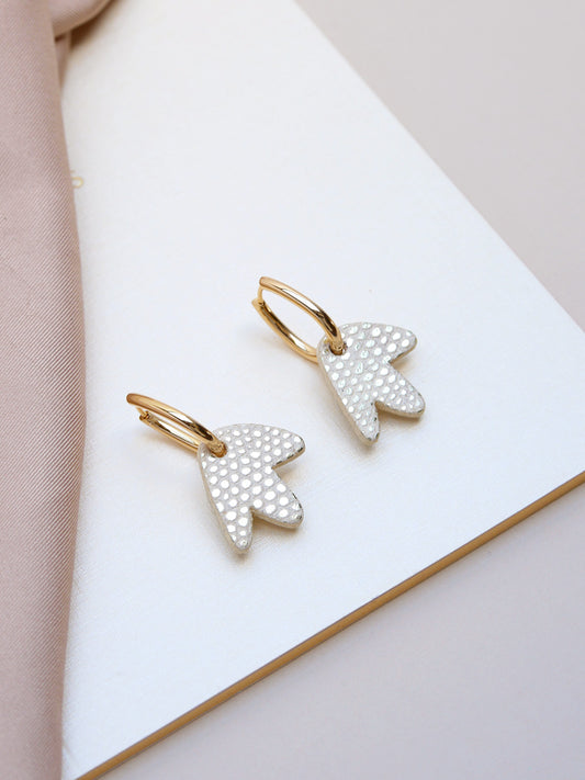 mini Bilbao - Boucles d'oreilles en cuir blanc brillant