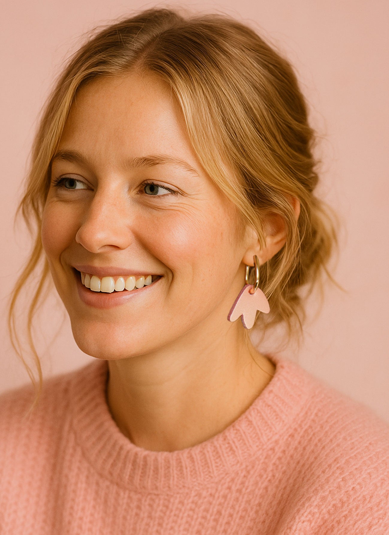 mini Bilbao - Boucles d'oreilles en cuir rose sunrise