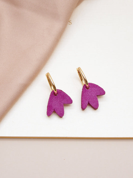 mini Bilbao - Boucles d'oreilles en cuir violet lumineux