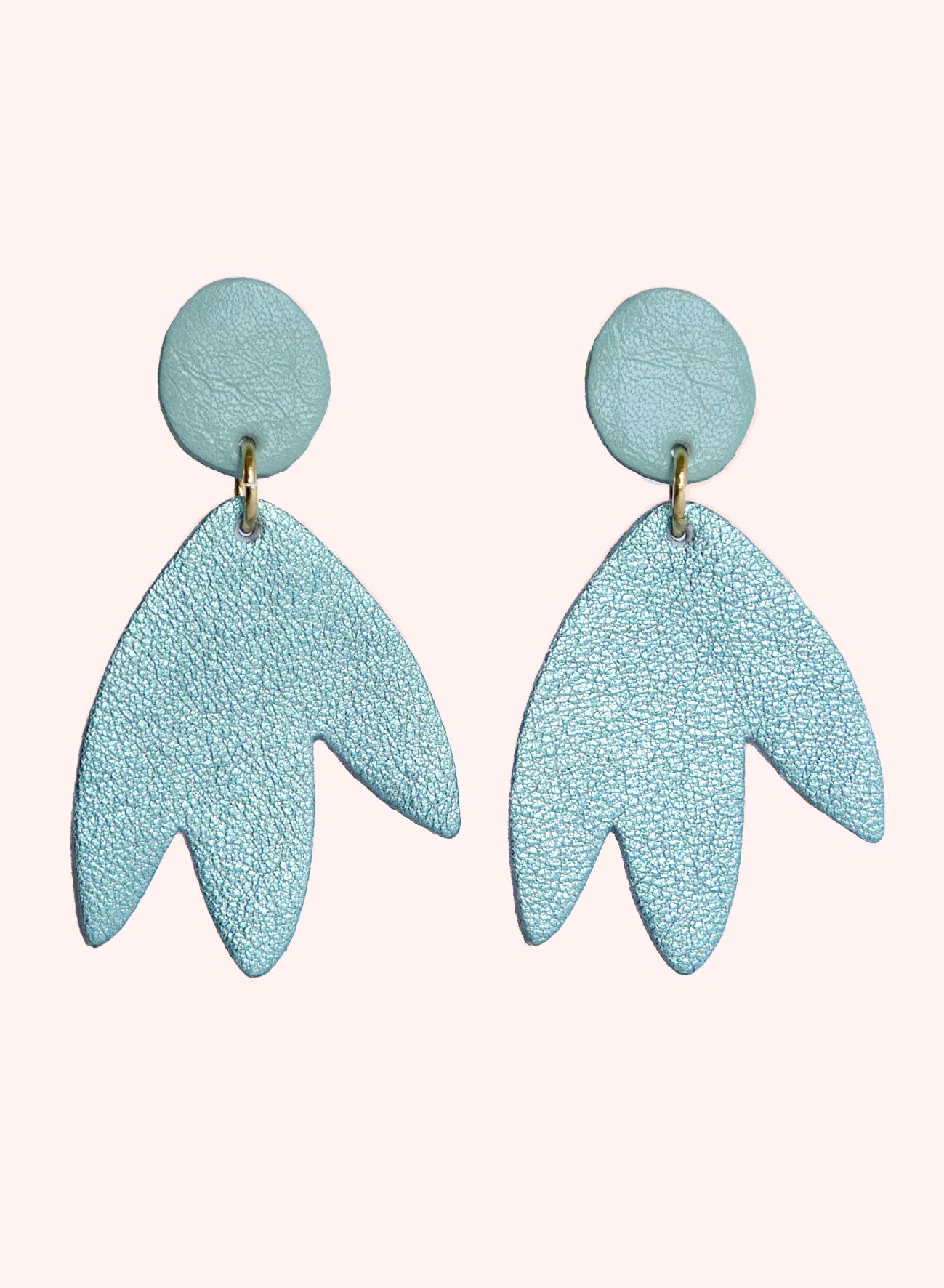 BILBAO - Boucles d'oreilles cuir sirène /menthe glacée