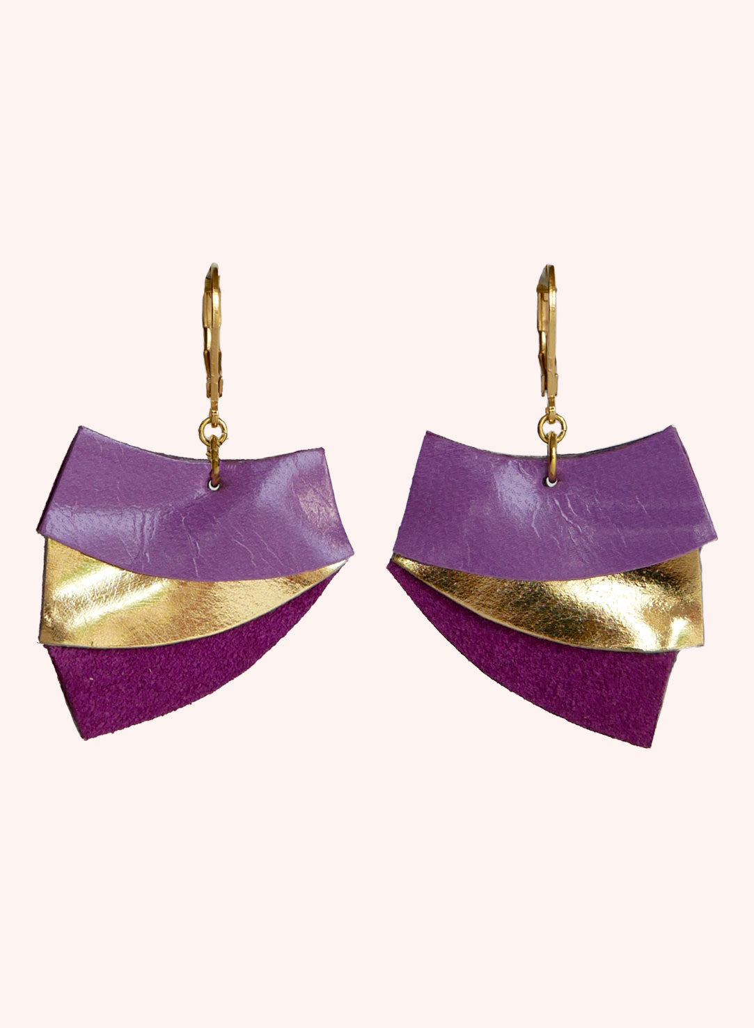 VEGAS - Boucles d'oreilles en cuir sirène/violet