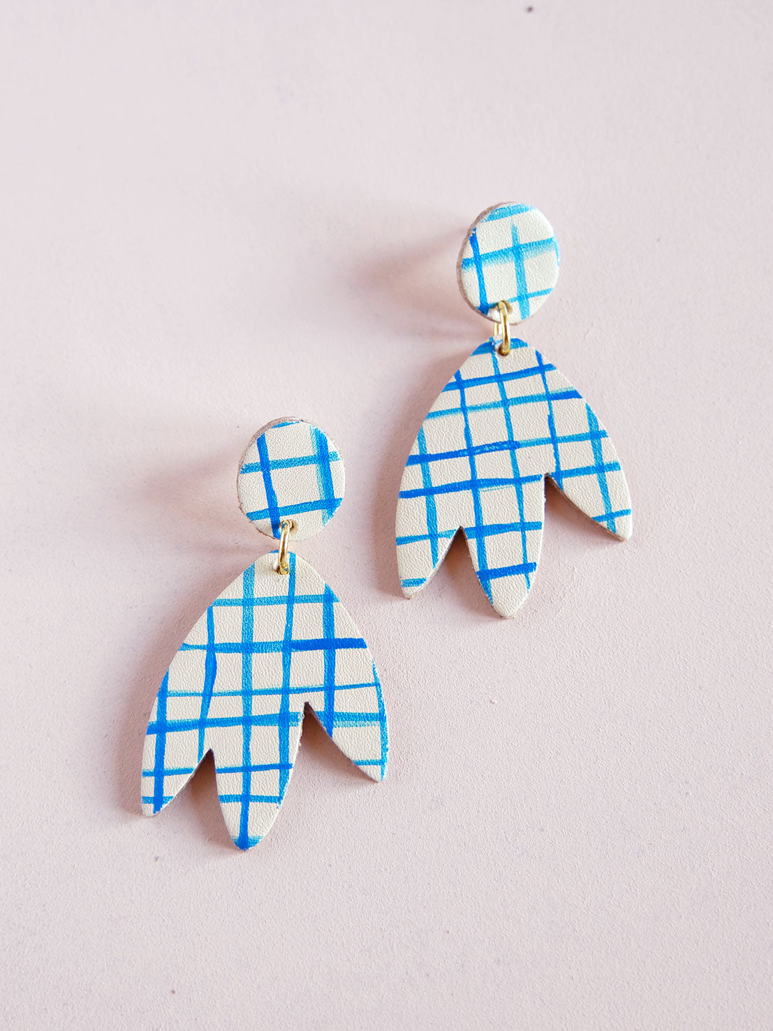 BILBAO - Boucles d'oreilles à quadrillage bleu