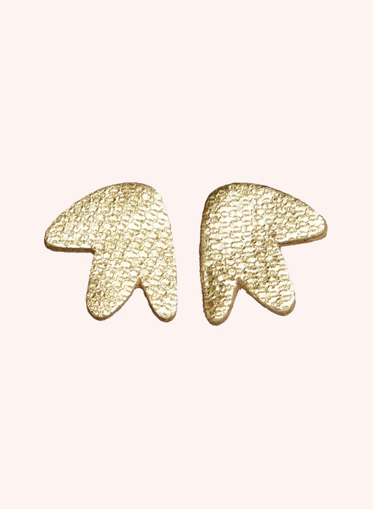 MADRID - Puces d'oreilles en cuir or/blanc