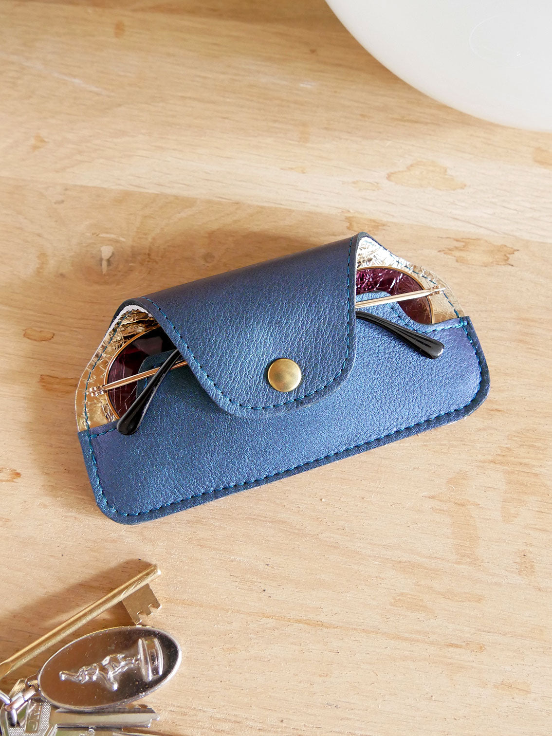 Etui à lunettes en cuir rose fuchsia ET41