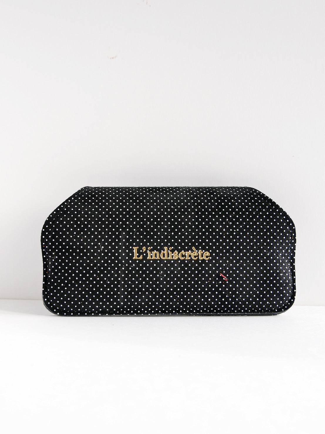 Etui à lunettes en cuir noir à pois ET59