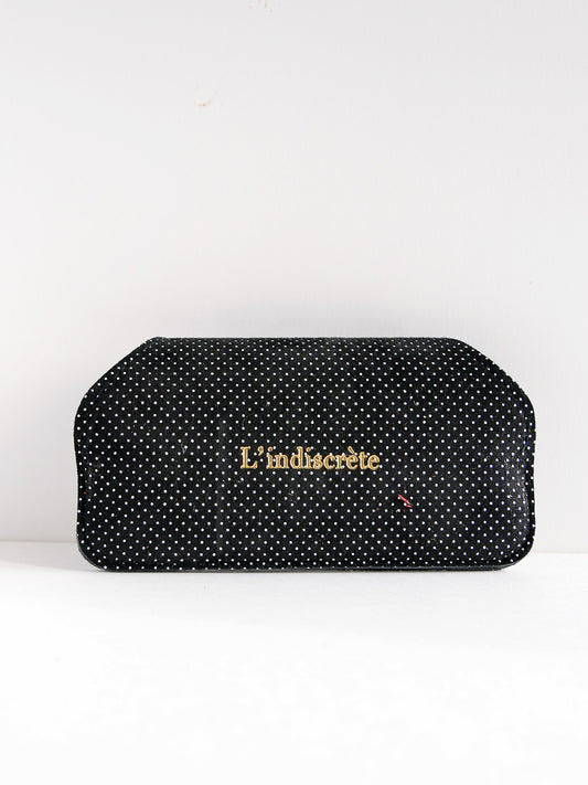 Etui à lunettes en cuir noir à pois ET59