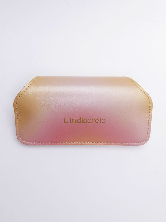 Etui à lunettes en cuir rose et jaune pastel ET64