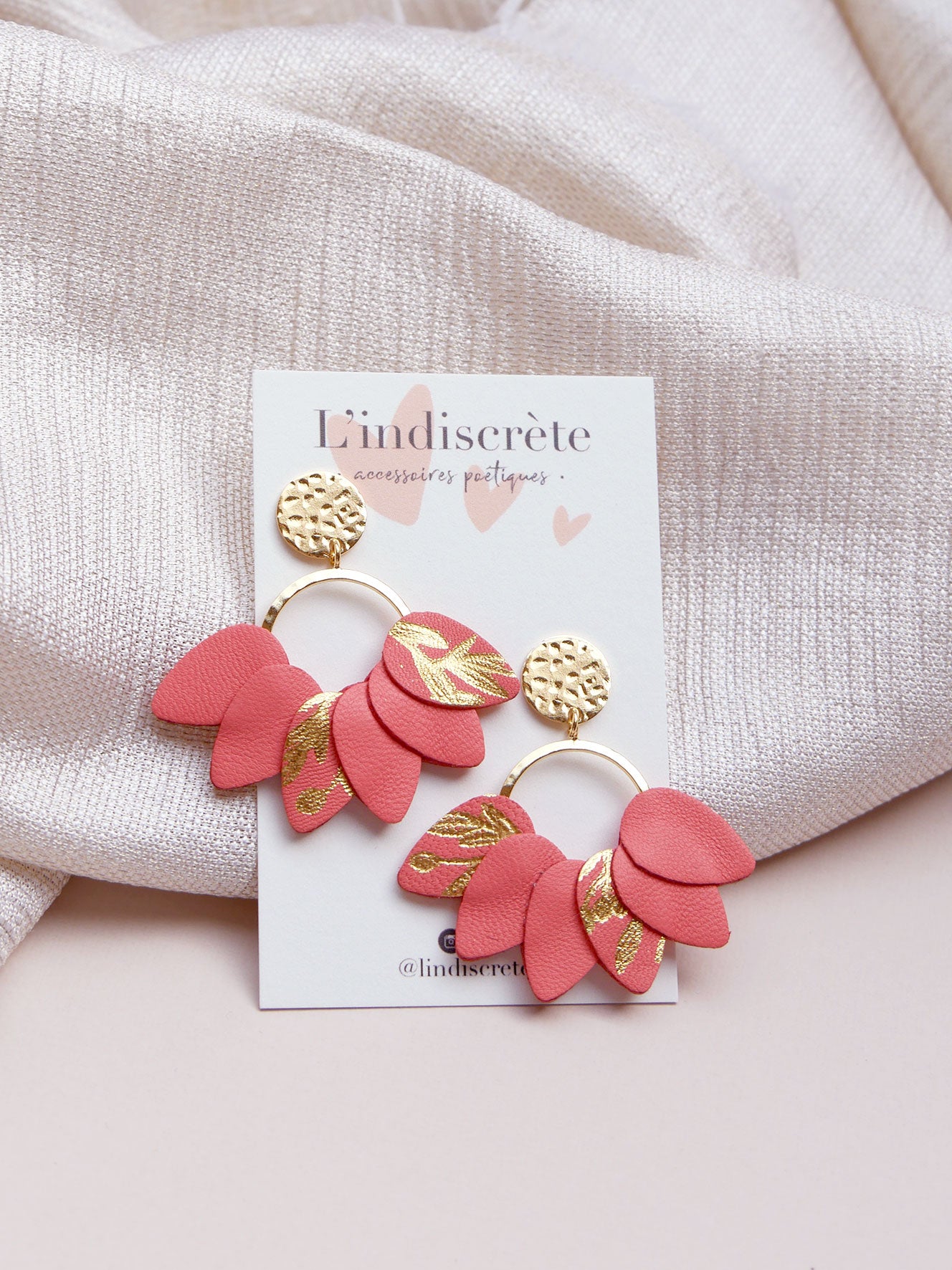 MEXICO - Boucles d'oreilles en cuir rose