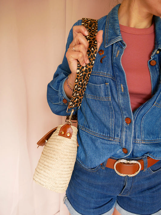 Numéro 89 - Panier en osier et cuir camel à bandoulière