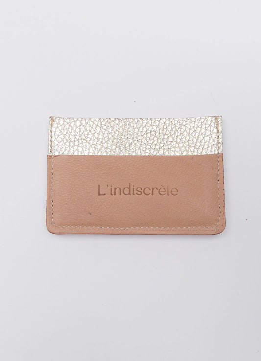 Porte-cartes PC06 en cuir or et rose nude