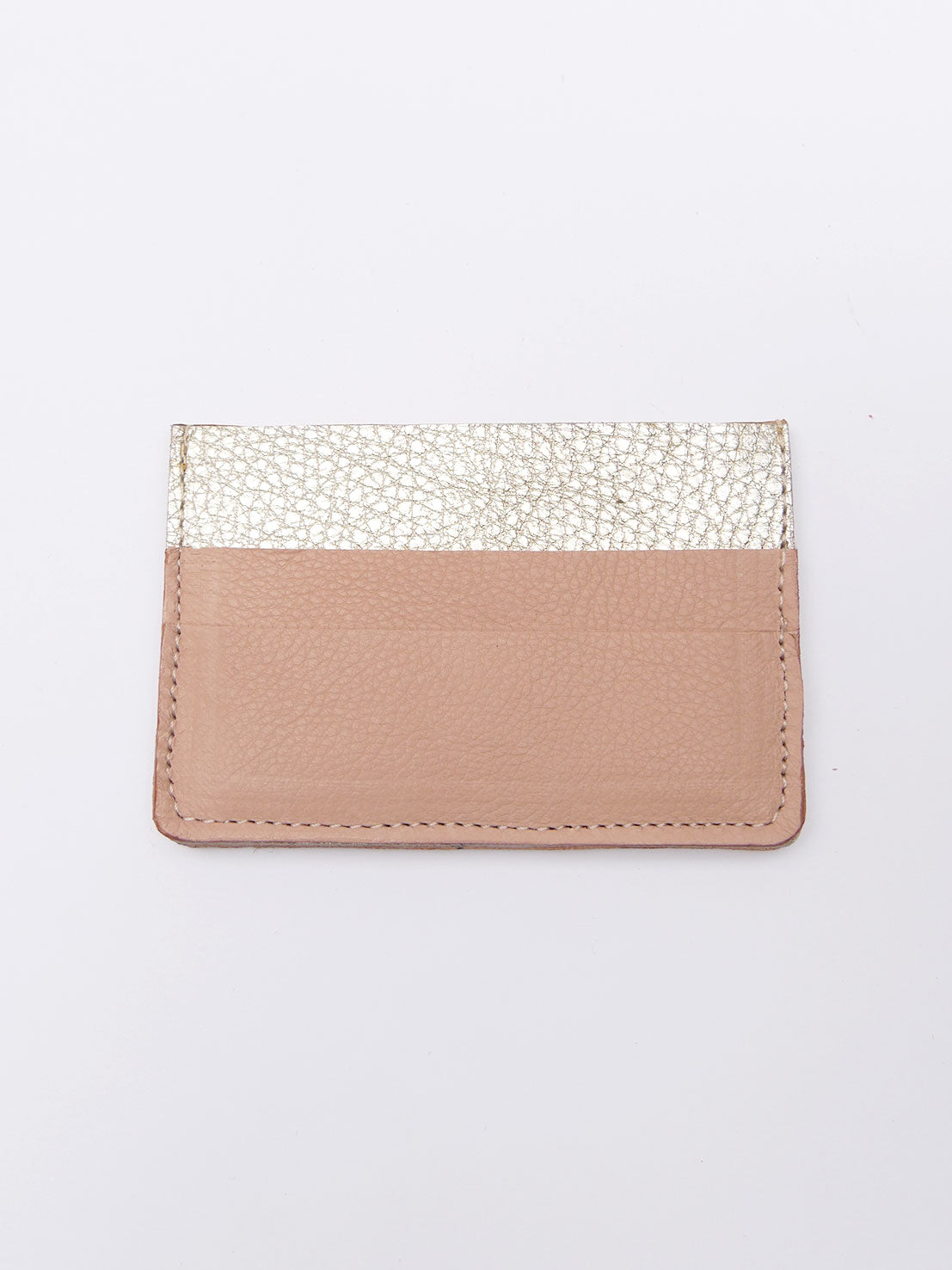 Porte-cartes PC06 en cuir or et rose nude
