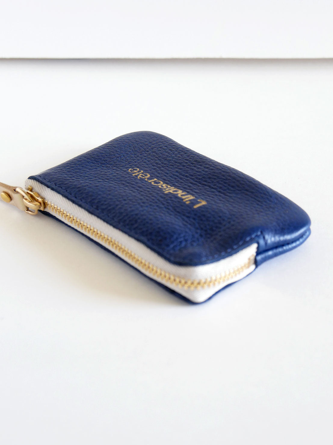 Porte-monnaie PM05 en cuir bleu grainé