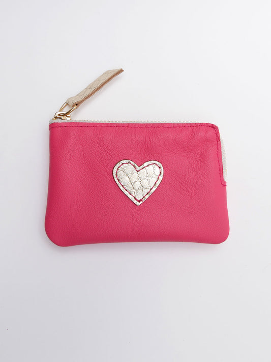 Porte-monnaie PM11 en cuir rose fuchsia