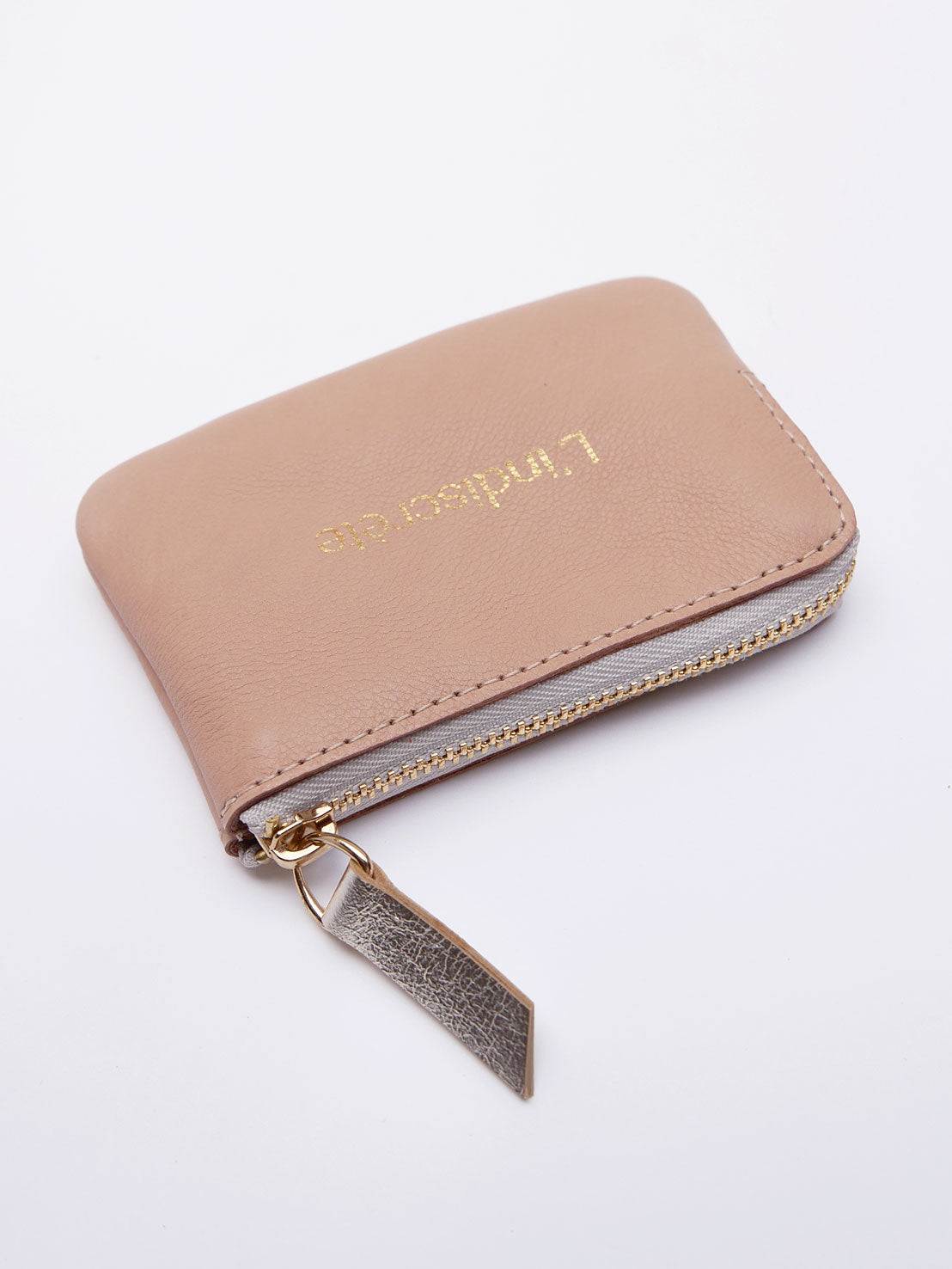 Porte-monnaie PM12 en cuir rose nude