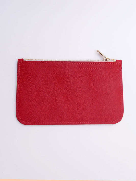 Pochette en cuir rouge et or- P154