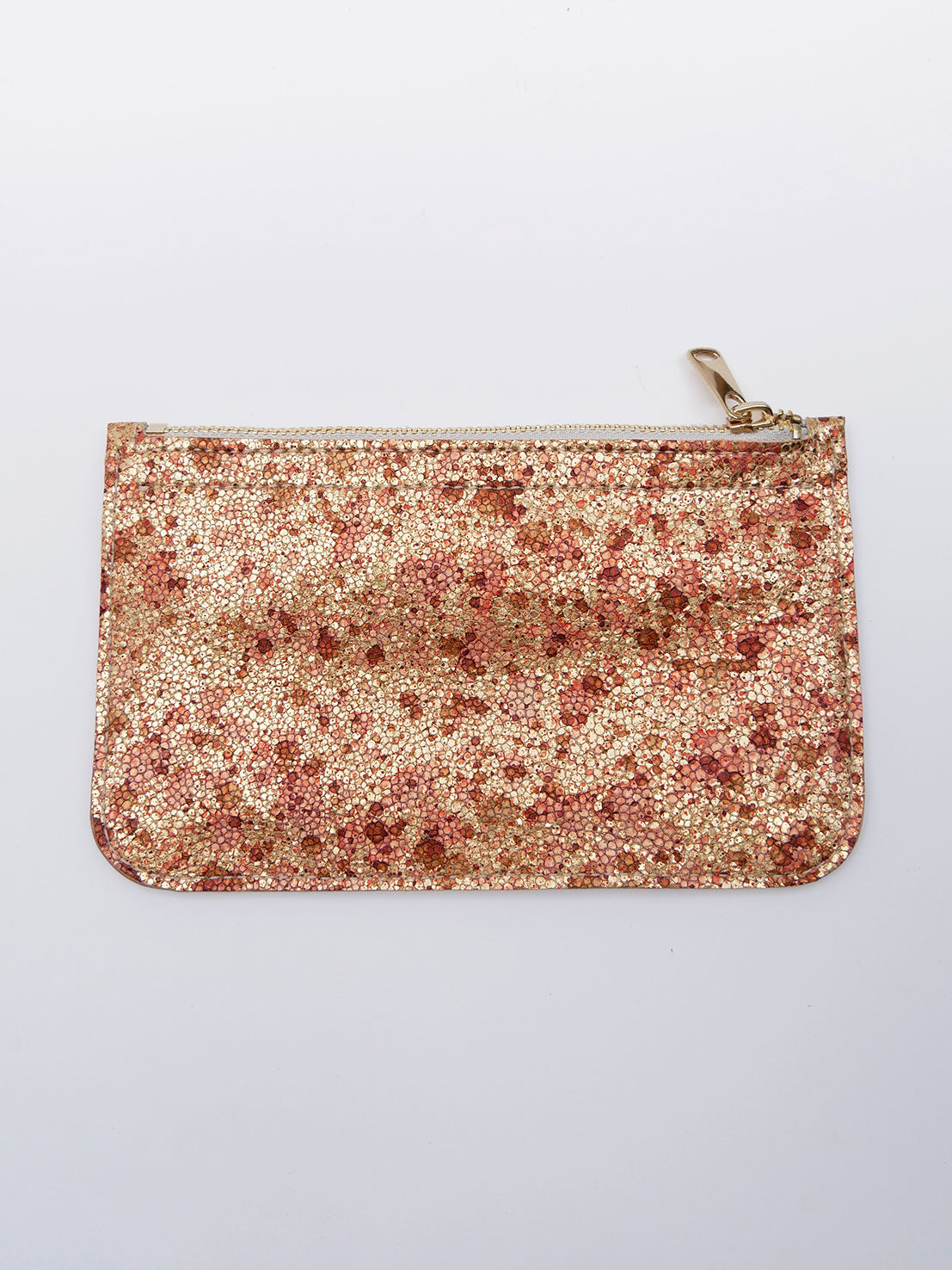 Pochette en cuir or craquelé- P155
