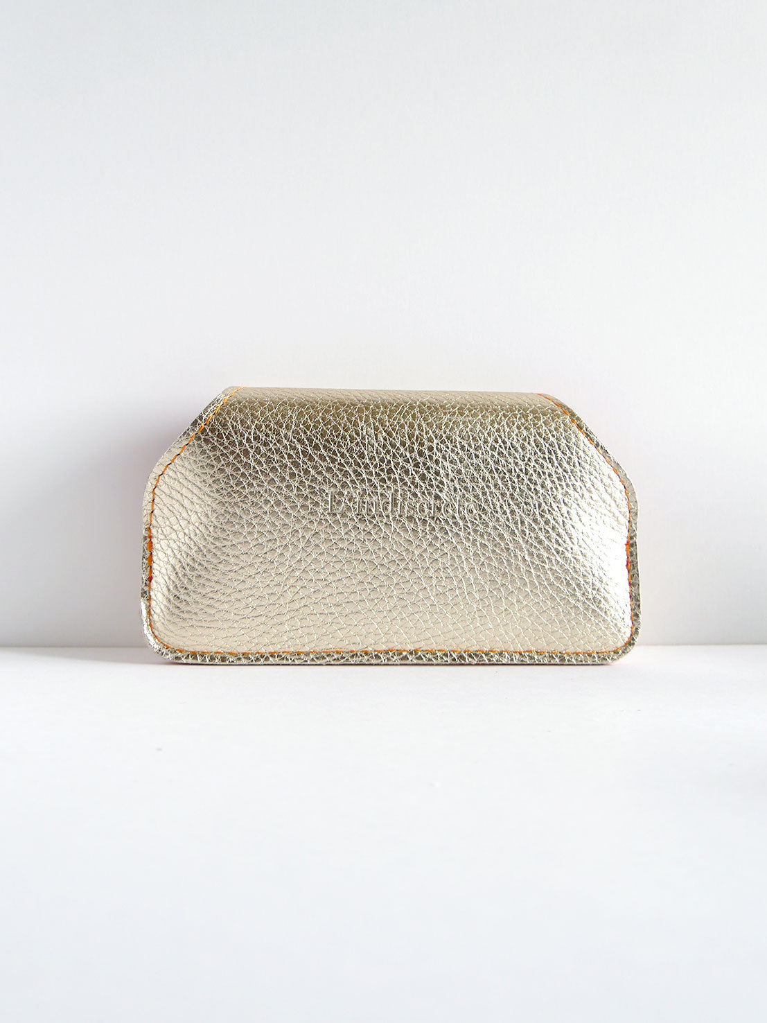 Etui à lunettes en cuir doré et orange ET37