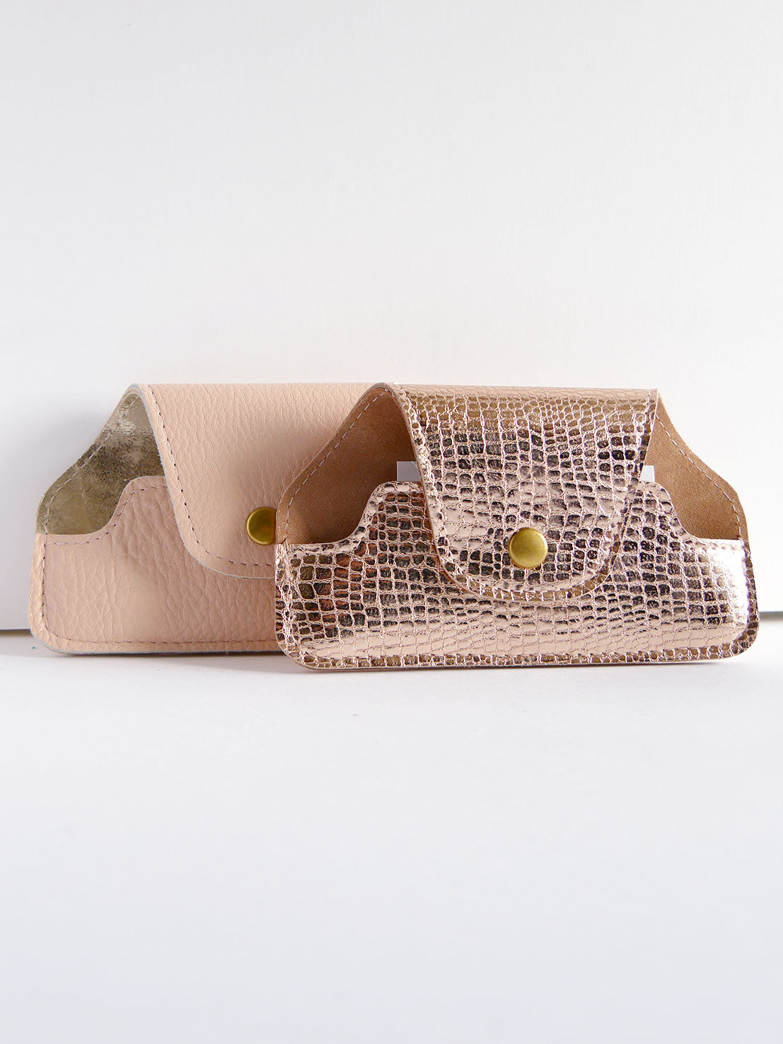 Etui à lunettes en cuir rose pâle ET45