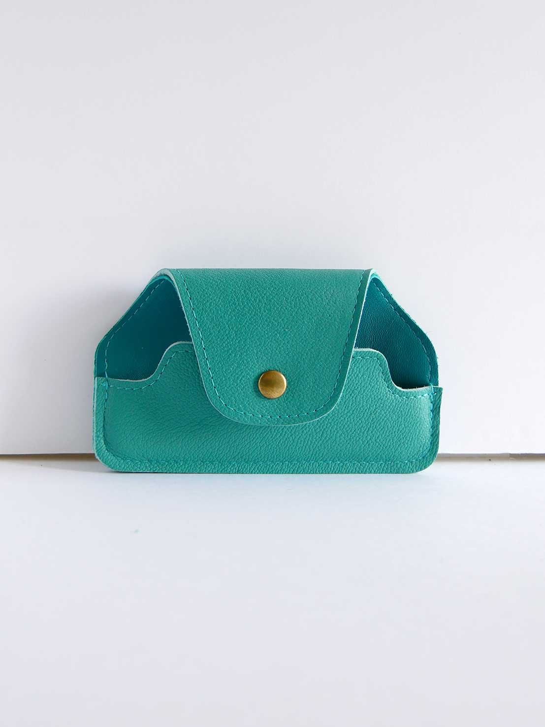 Etui à lunettes en cuir turquoise ET49