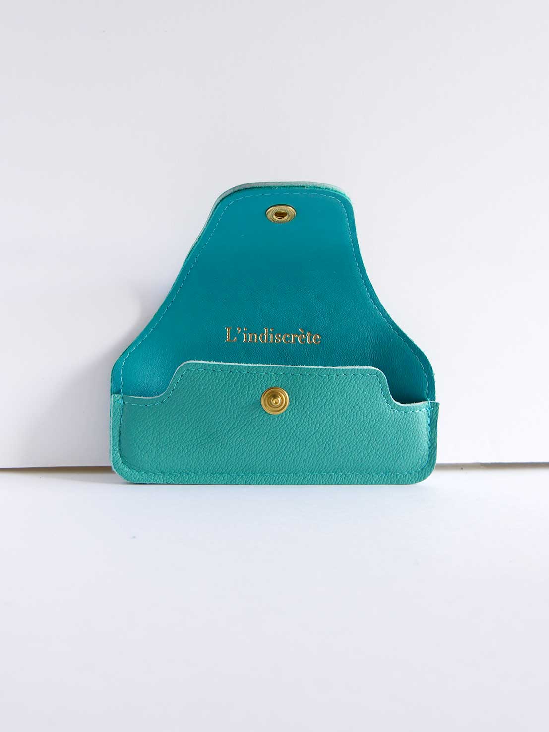 Etui à lunettes en cuir turquoise ET49