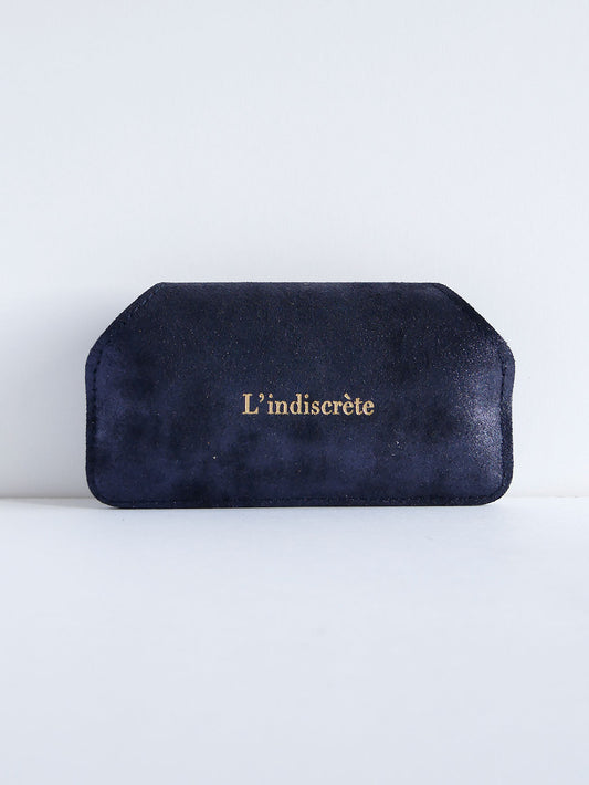 Etui à lunettes ET54 en cuir bleu nuit brillant