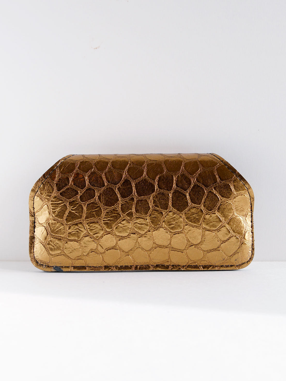Etui à lunettes en cuir bronze doré et noir ET57