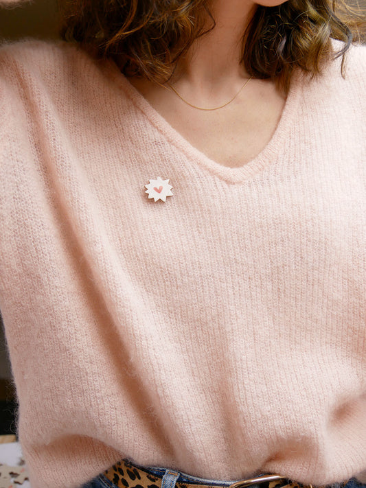 AMOUR - pin's d'amour rose / rouge / craie