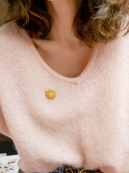 AMOUR - pin's d'amour vieux rose / pistache / moutarde