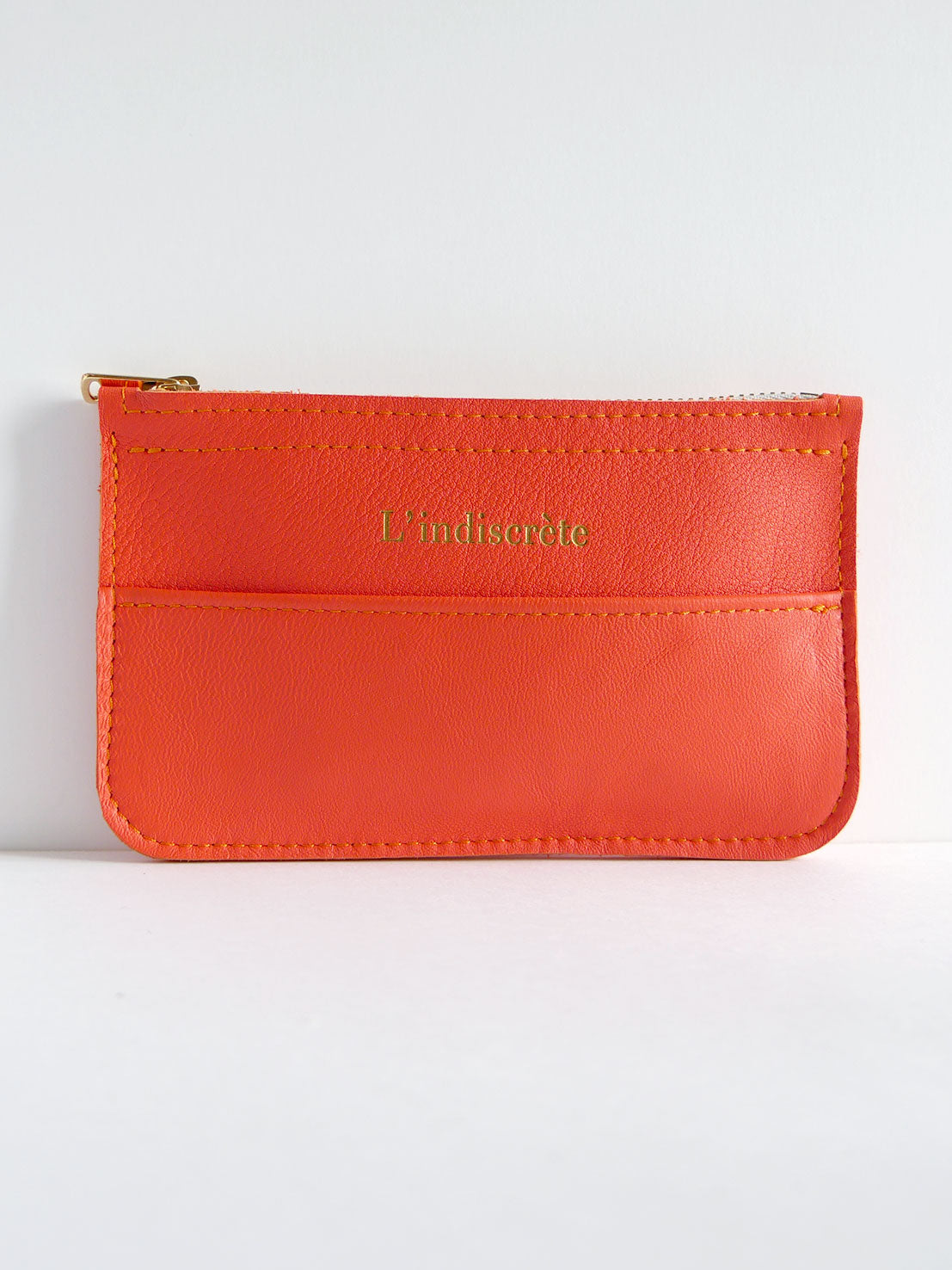 Pochette en cuir orange - P126