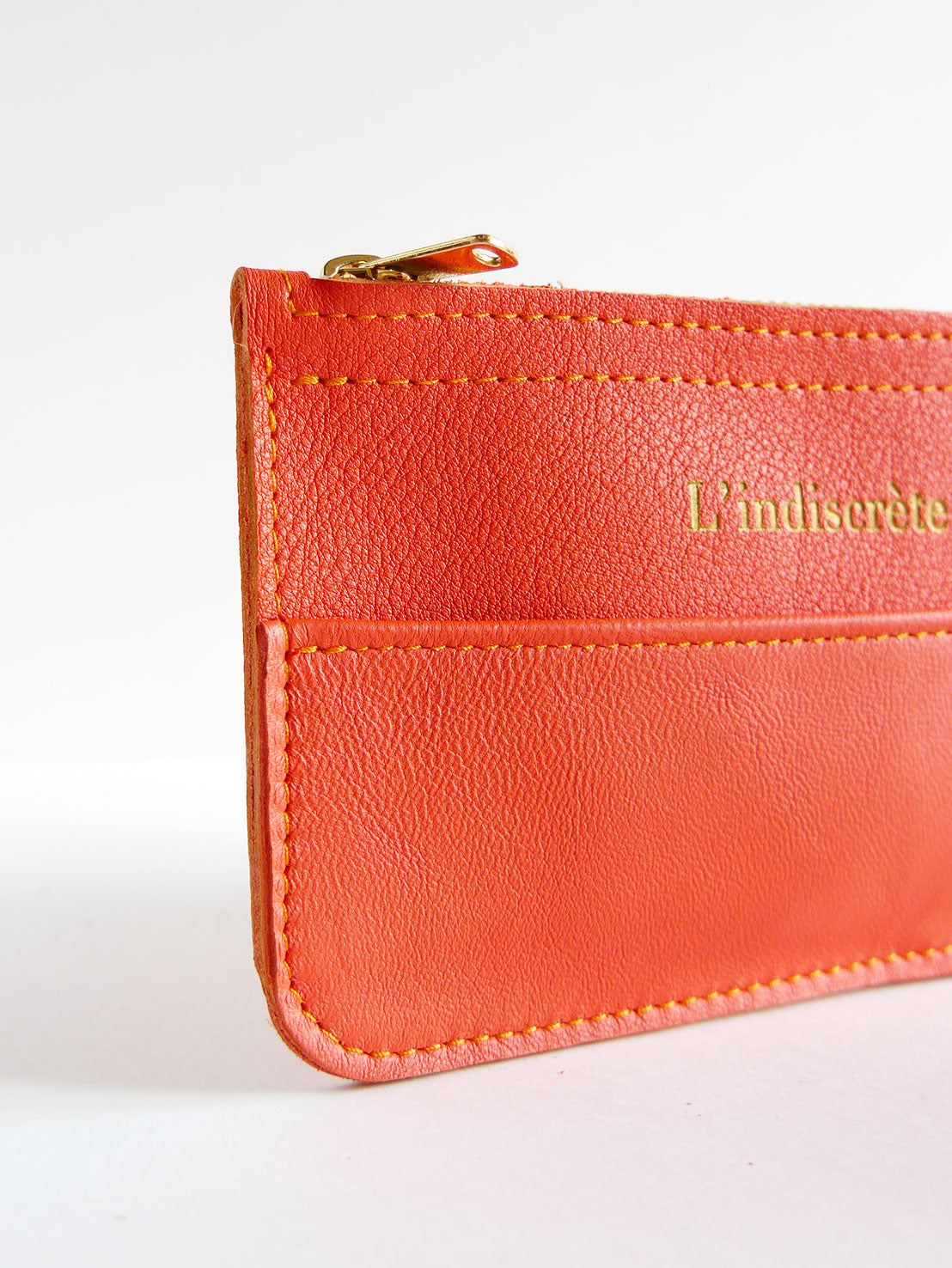 Pochette en cuir orange - P126