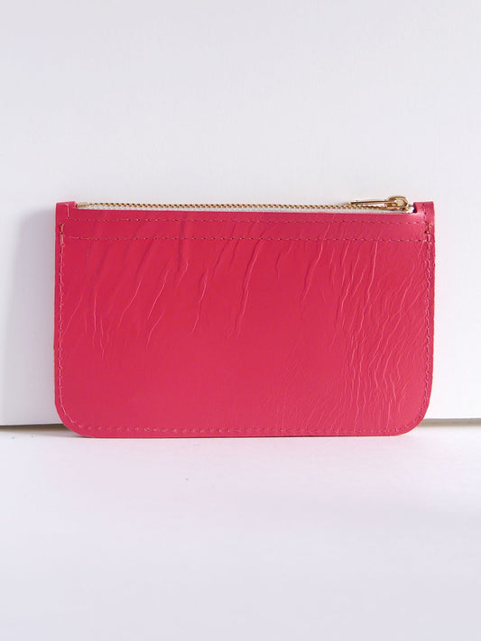 Pochette en cuir rose fuchsia foncé - P127