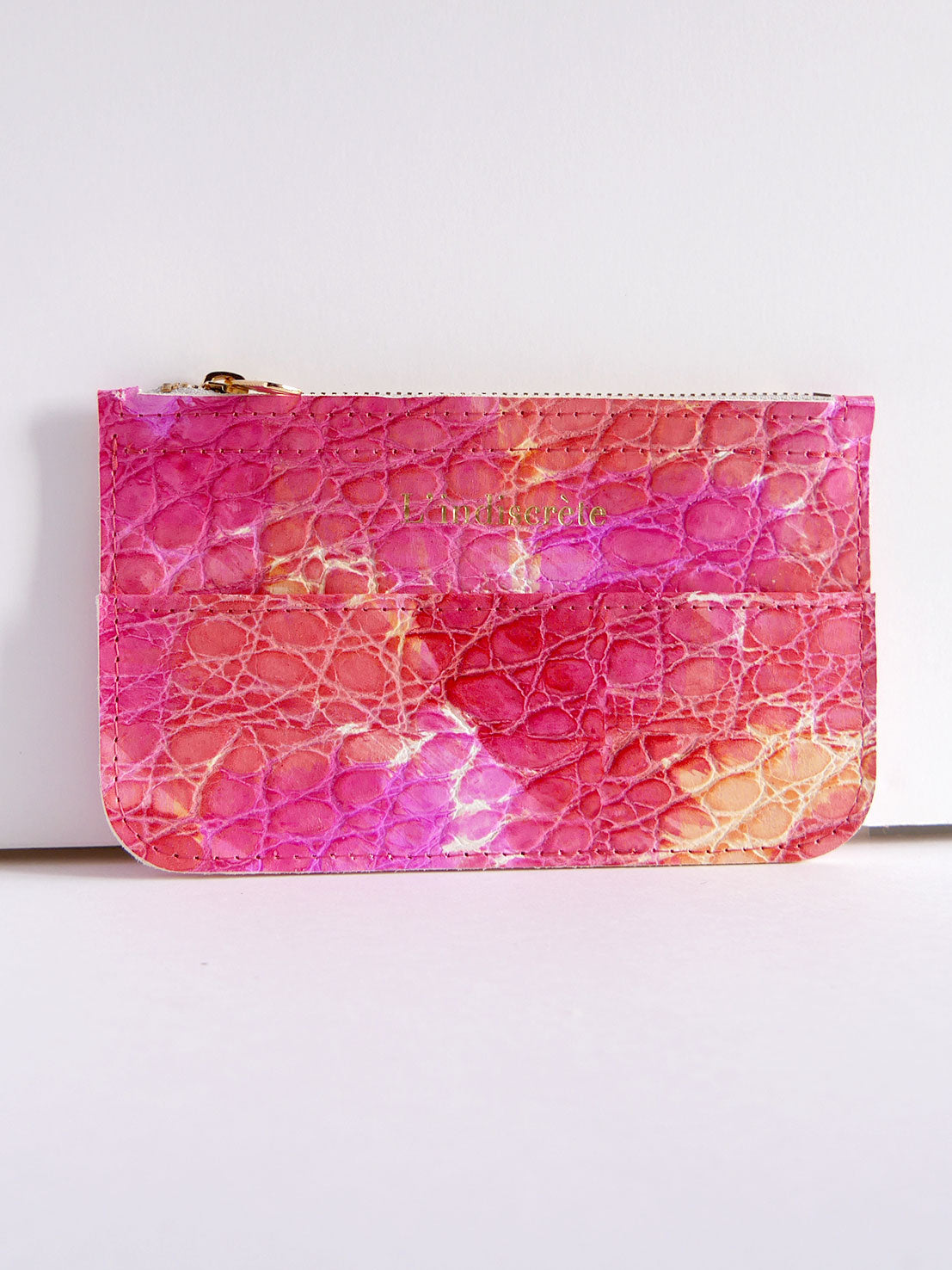 Pochette en cuir rose fuchsia - P128