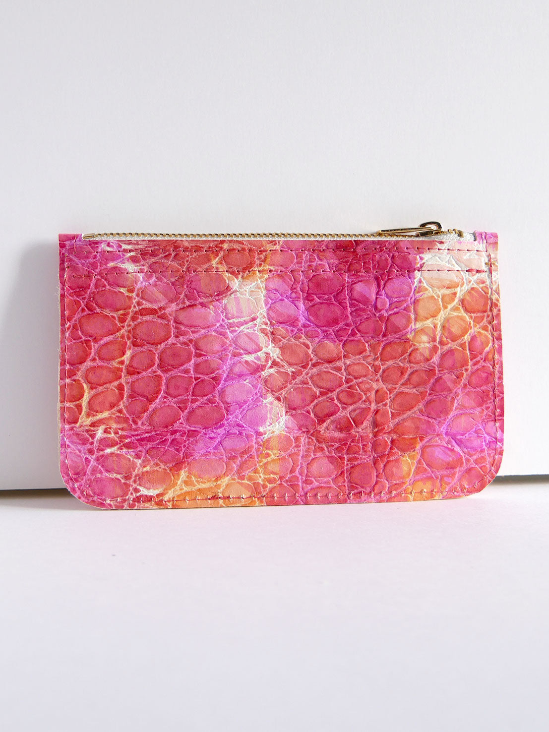 Pochette en cuir rose fuchsia - P128