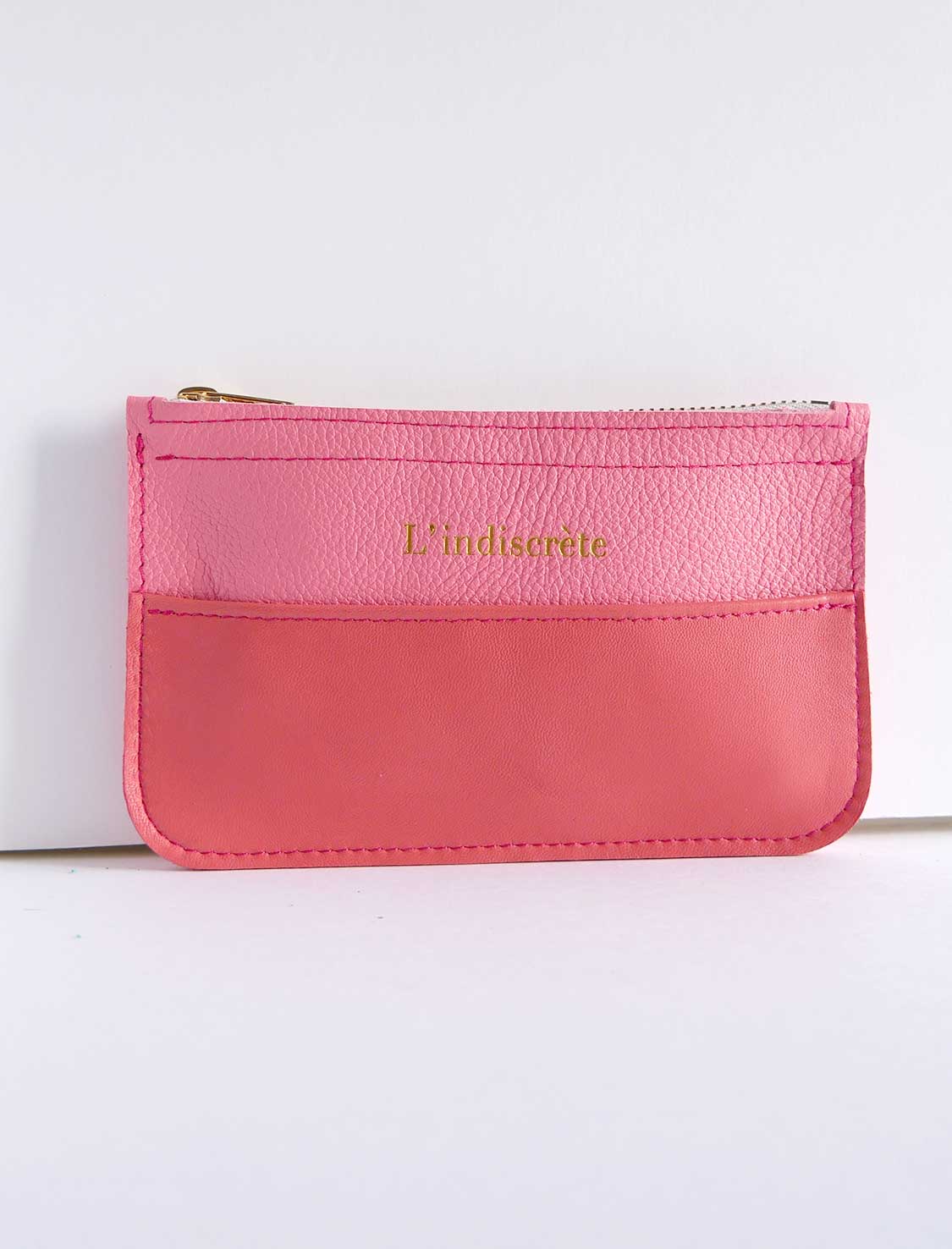 Pochette en cuir rose fuchsia - P129
