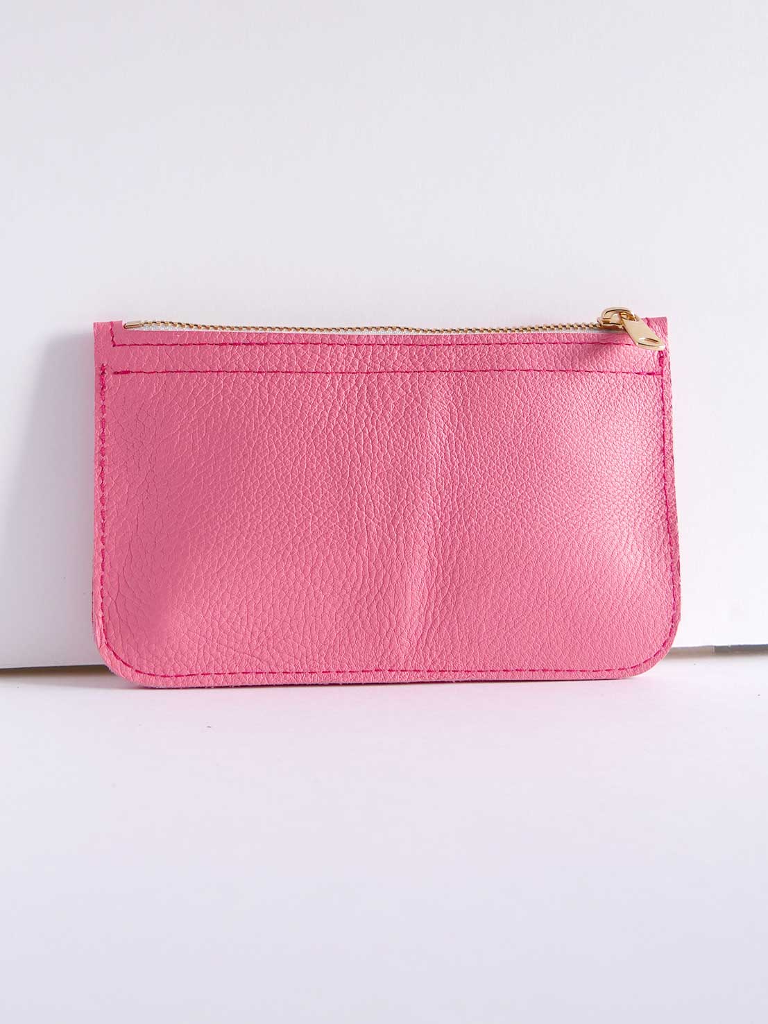 Pochette en cuir rose fuchsia - P129