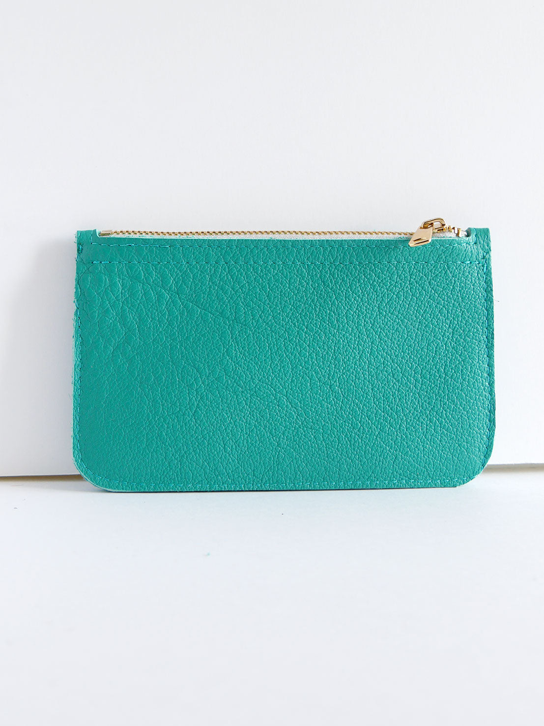 Pochette en cuir or et turquoise- P131 / 132