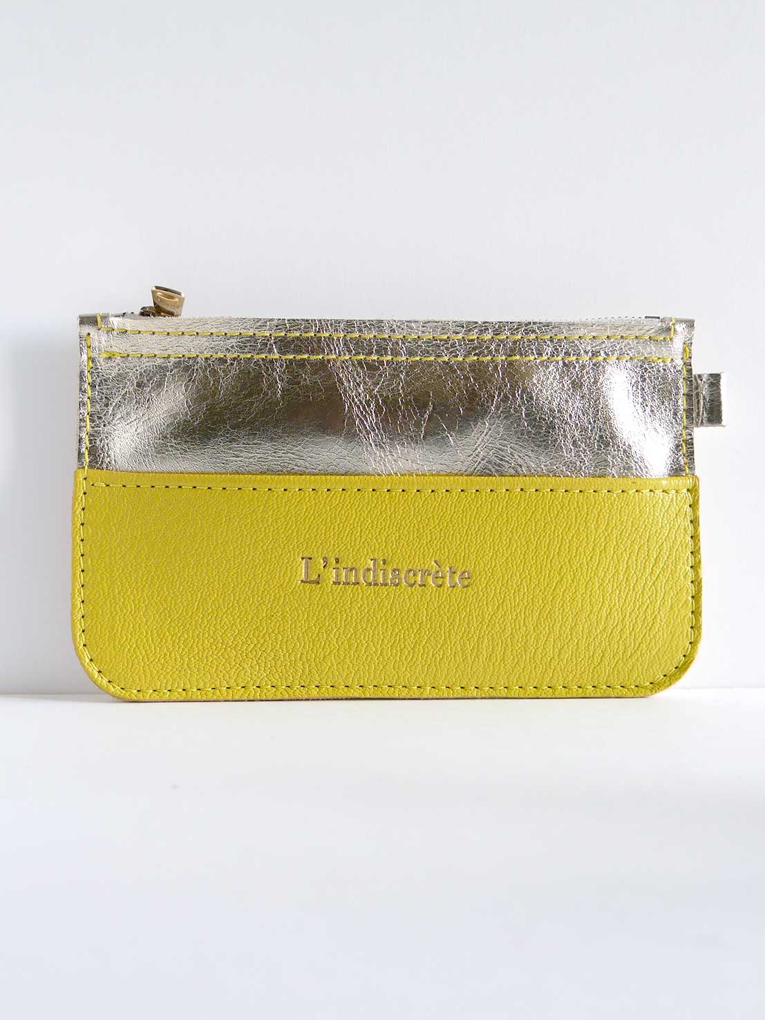 Pochette en cuirs or et jaune - P65
