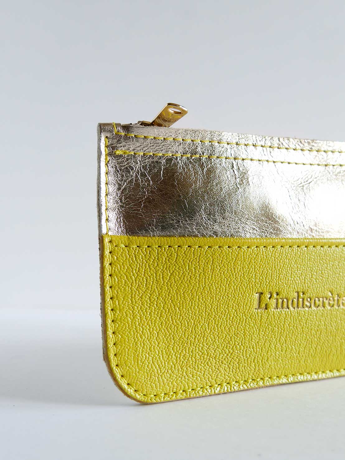 Pochette en cuirs or et jaune - P65