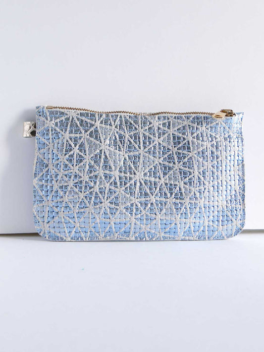 Pochette cuir bleu ciel P99