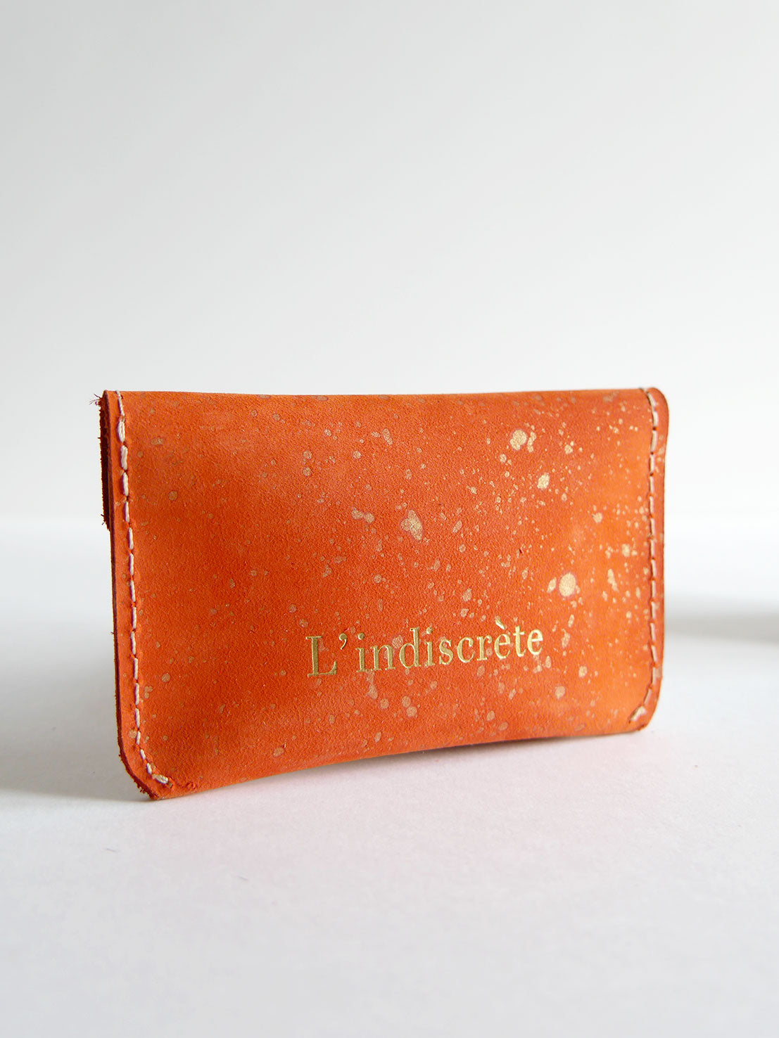 Porte-cartes PC24 en cuir orange et or