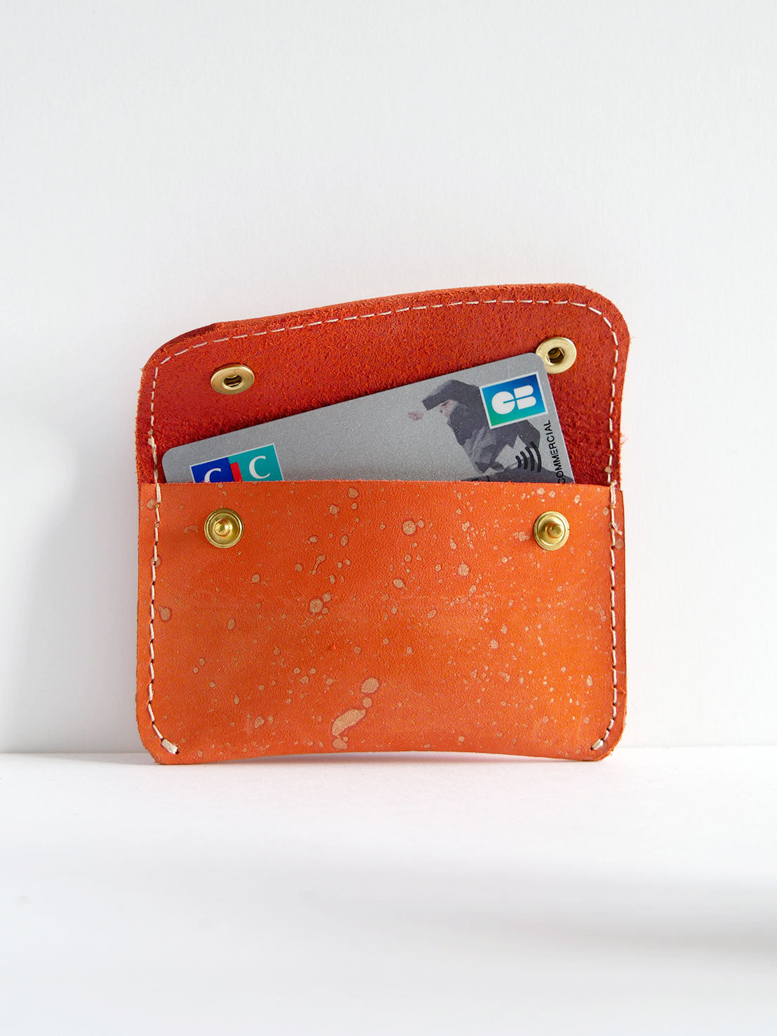Porte-cartes PC24 en cuir orange et or