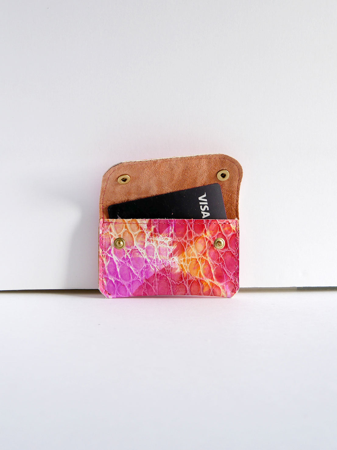 Porte-cartes PC32 en cuir rose fuchsia