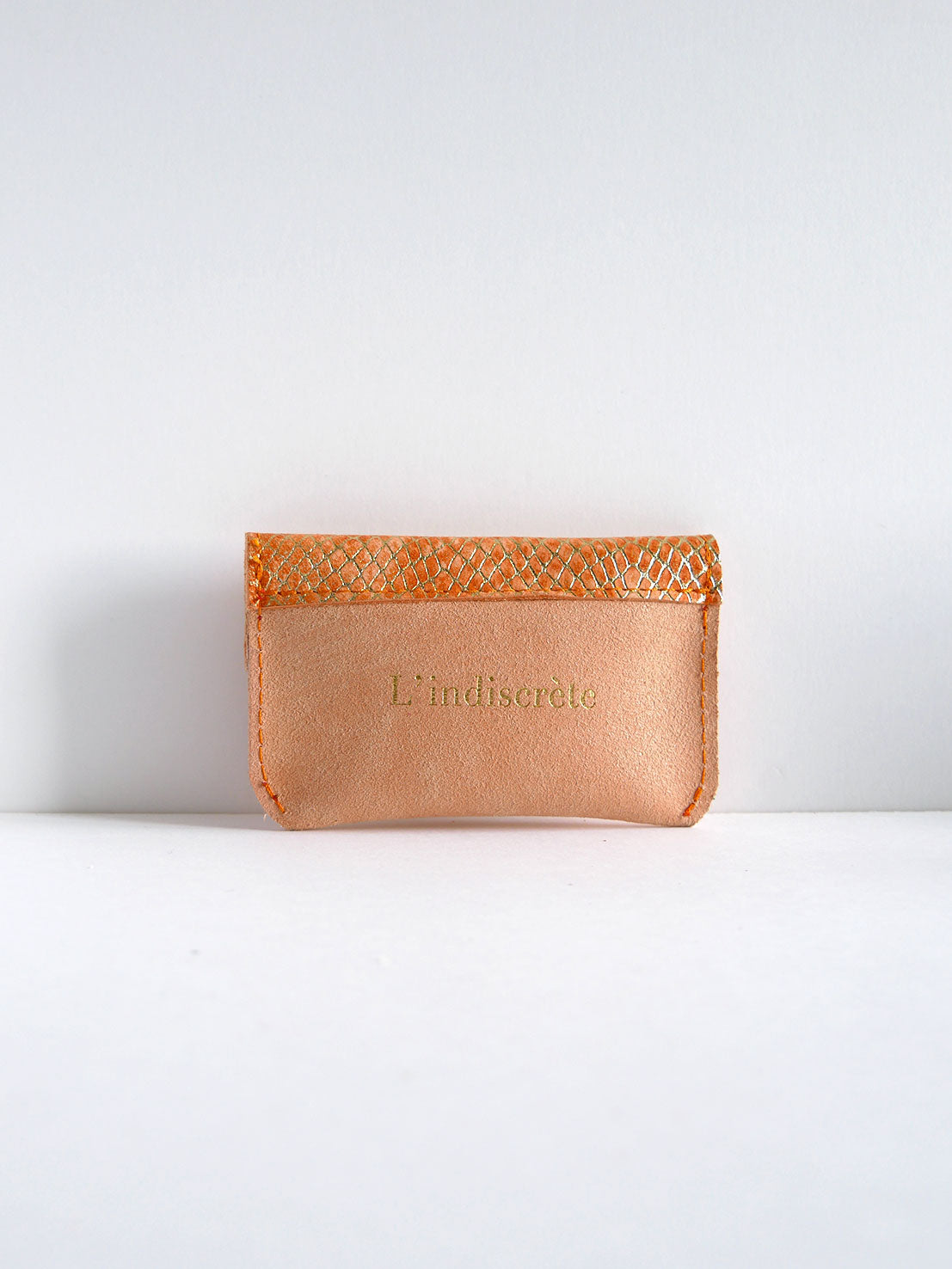 Porte-cartes PC35 en cuir rose melon