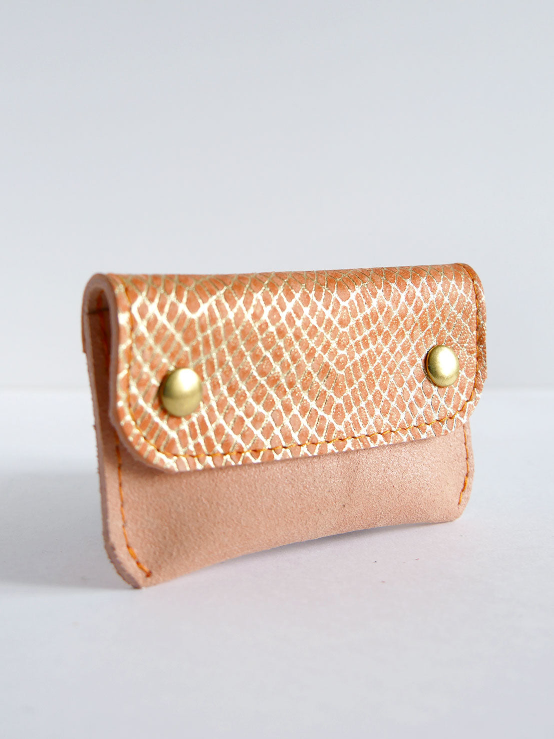 Porte-cartes PC35 en cuir rose melon