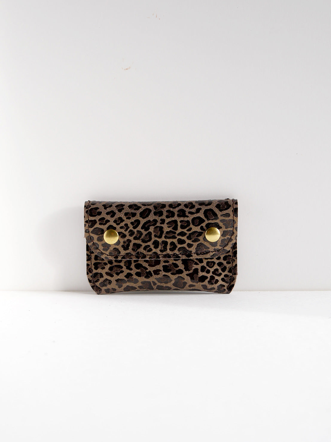 Porte-cartes PC39 en cuir marron et léopard brillant