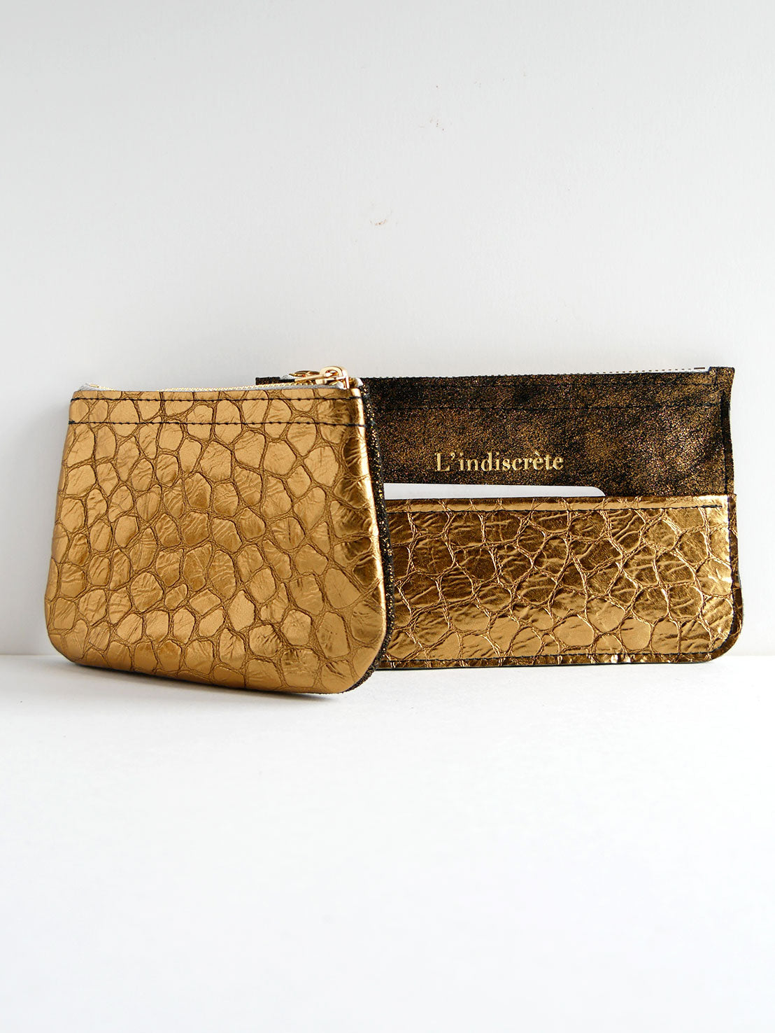 Porte-monnaie en cuir bronze et noir- PM06