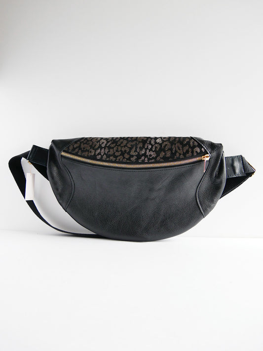 Banane - n°36 Cuir noir et léopard argenté